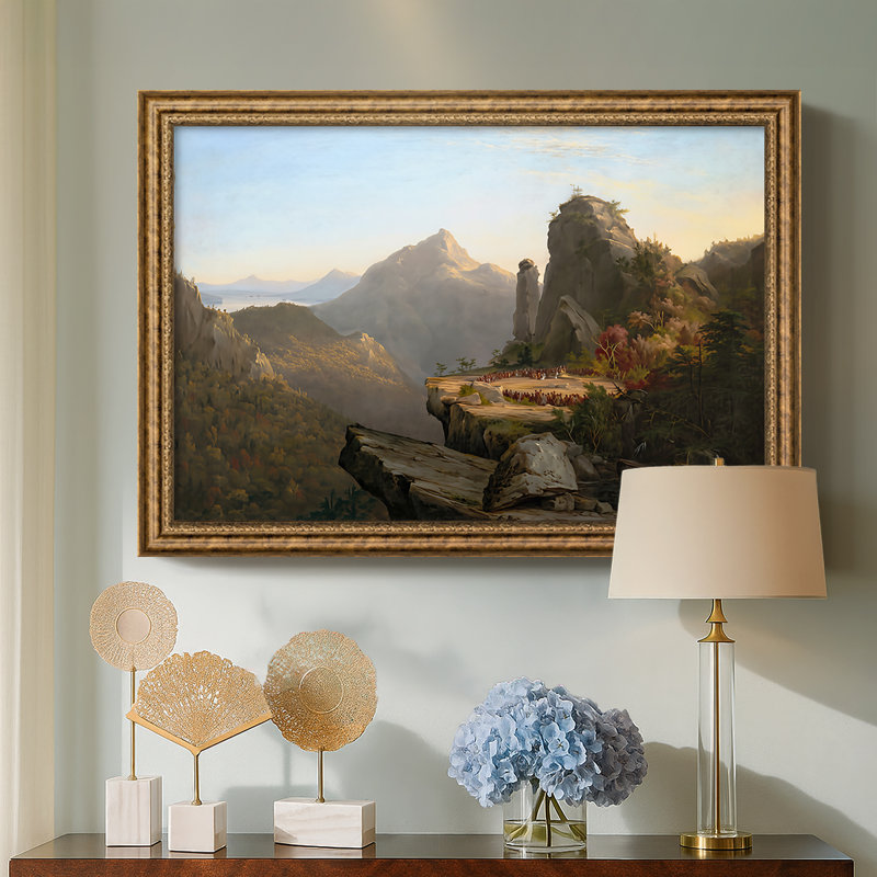 Scene from “The Last of the Mohicans”, 1827-Thomas Cole-Custom Framed Canvas, No, Venetian Bronze Relief, 24X34