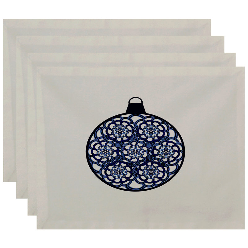 Ensemble de napperon en forme d’ampoule flocon de neige 4 pièces Christmass, Bleu marine