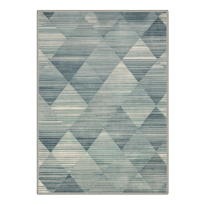 Coady Vertice Geometric Machine Washable Blue / Beige Indoor Area Rug with Non-Slip Backing, Rectangle 5' x 7'