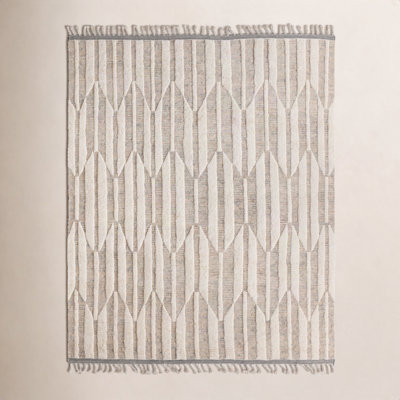 Tapis beige / ivoire en laine noué à la main Wesler