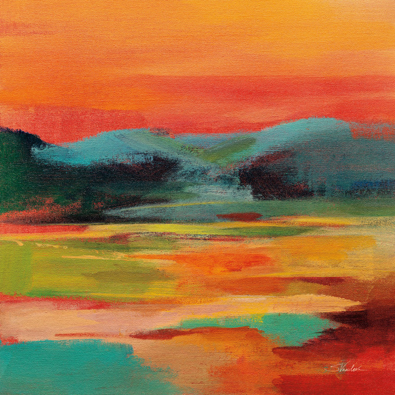 «Flower Hill Sunset I» par Silvia Vassileva - reproduction, H 12 po x l 12 po, Toile tendue