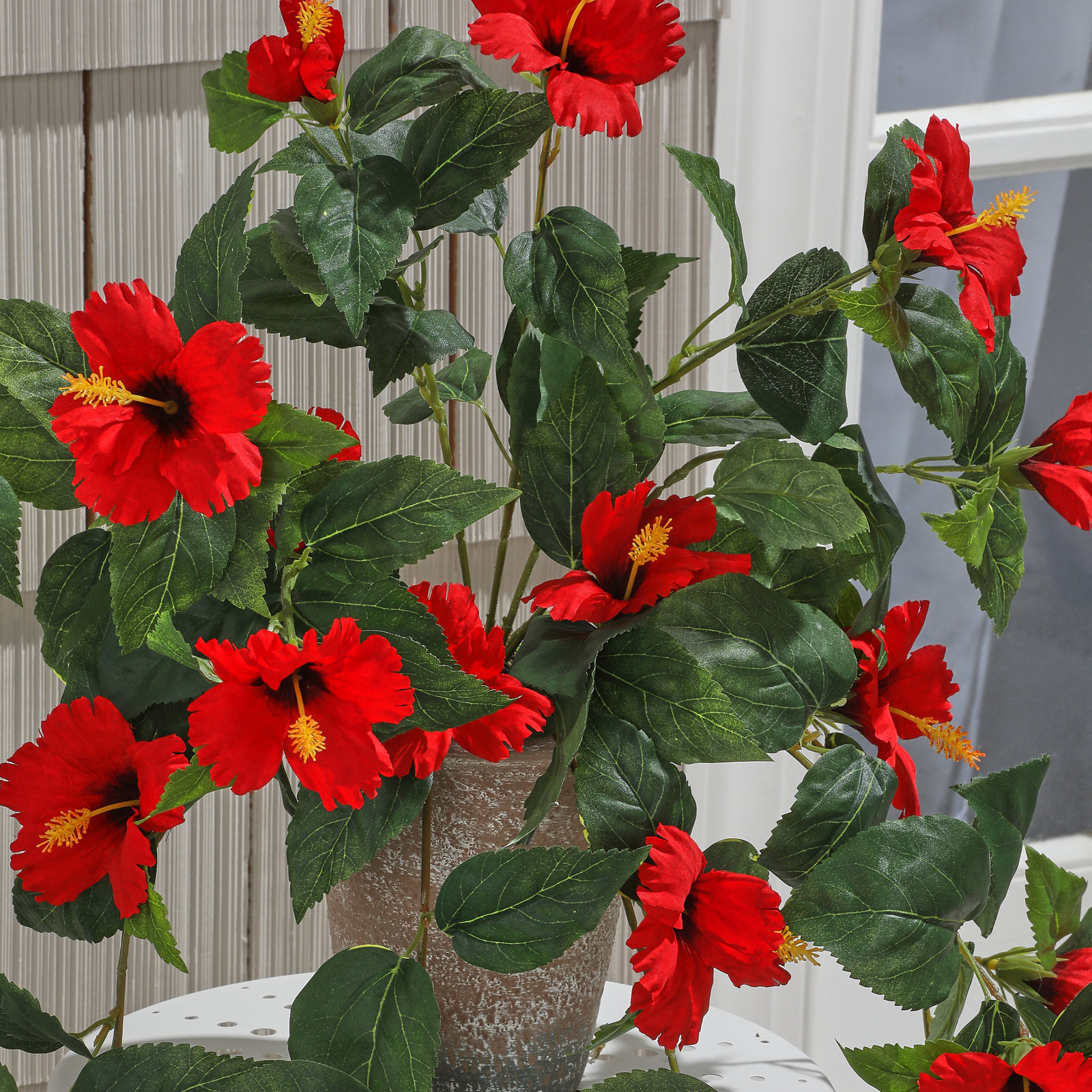 27" UV hanging Hibiscus Plant, Red