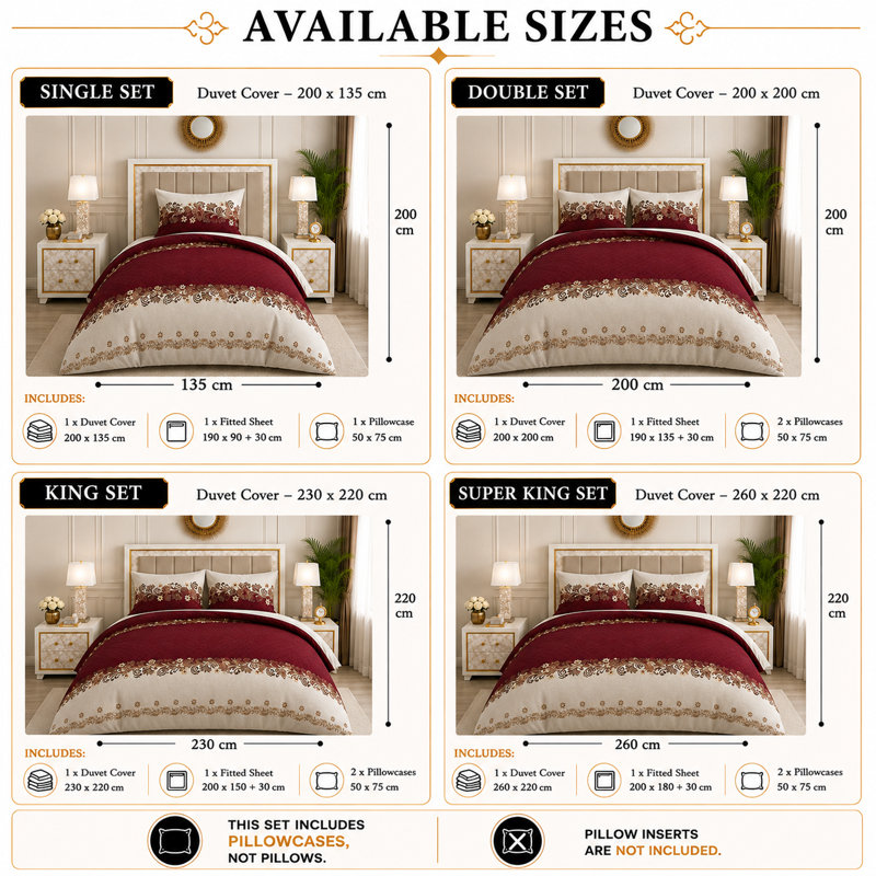 Microfiber Floral Duvet Cover Set, Double Duvet Cover + 3 Additional Pieces