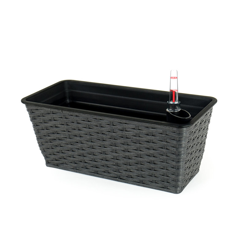 2 pots de fleurs rectangulaires tissés à la main, H 6,37 po x l 7,04 po x P 23,07 po, 2, Black