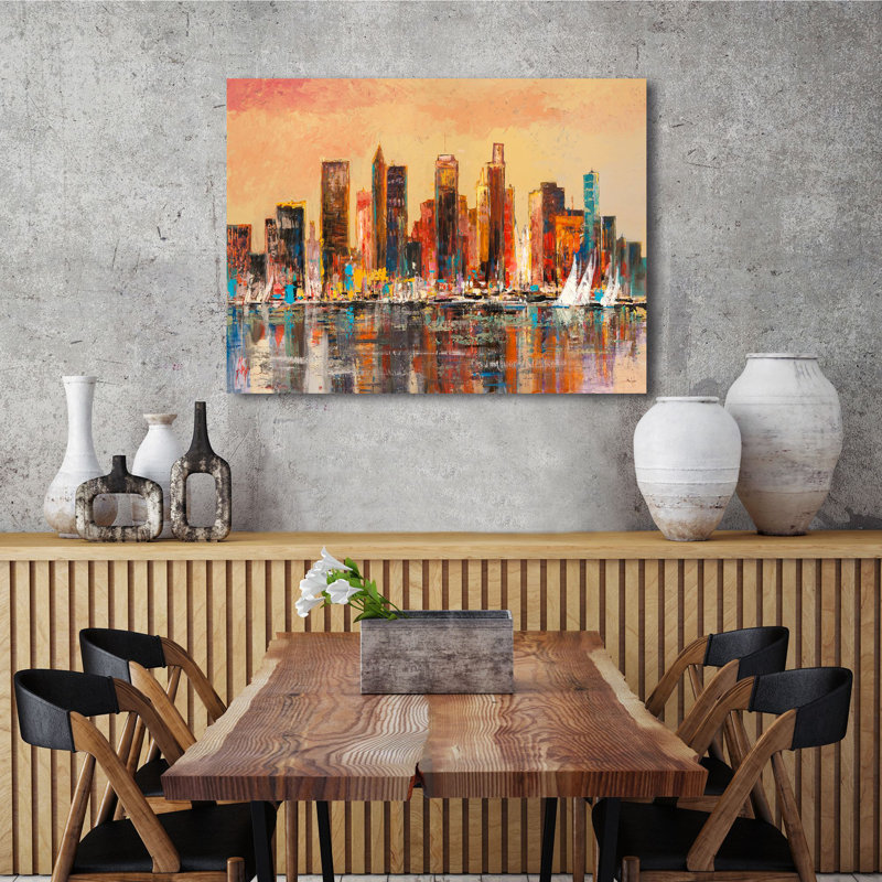 New York Bay by Luigi Florio - Wrapped Canvas Painting, 70cm H x 100cm W x 4cm D