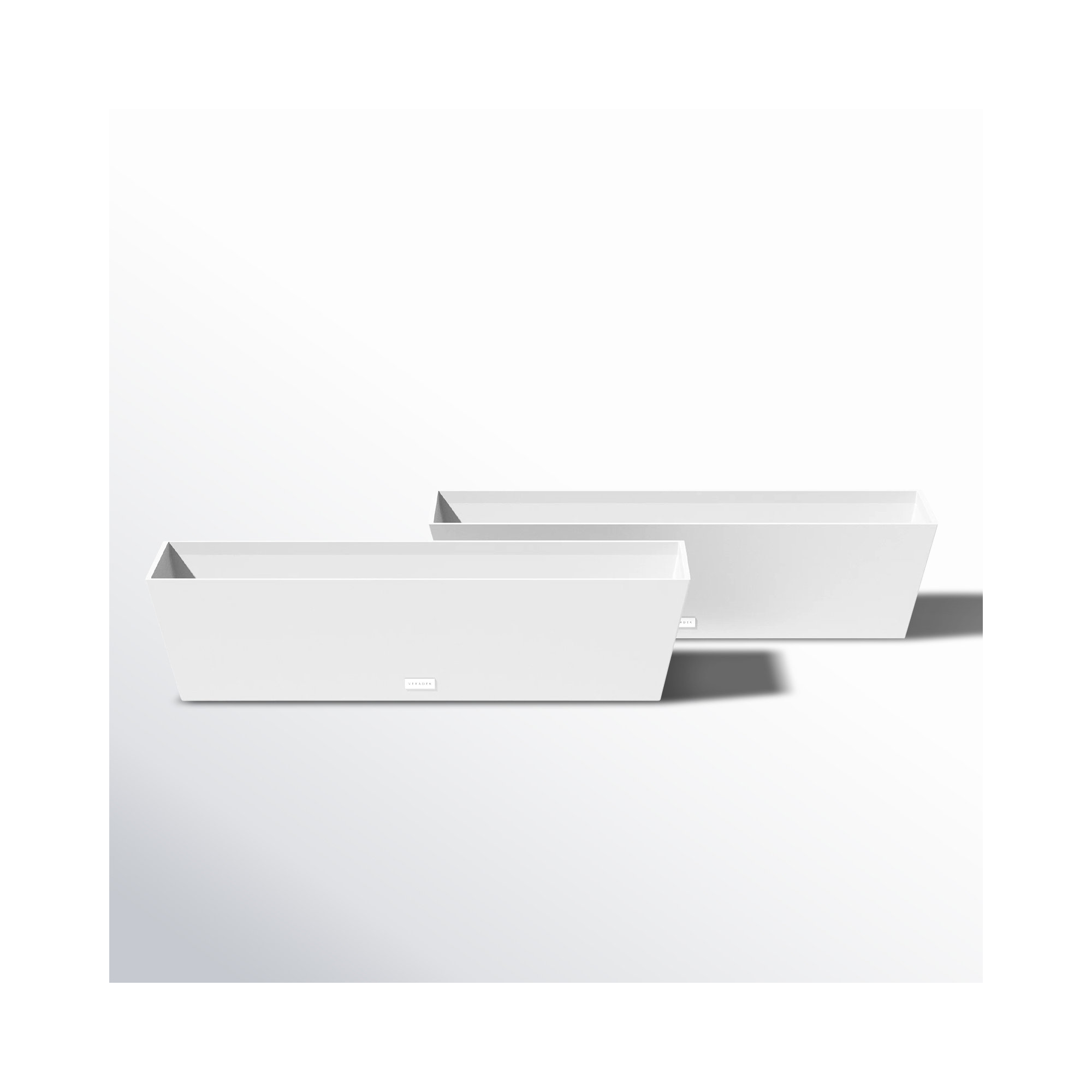 Pure Series Window Box Planter, White, Set of 2, 9" H x 36" W x 10" D