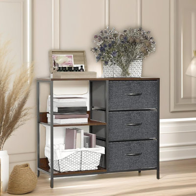 Norio 3 - Drawer Chest of Drawers with Storage Shelves Bedroom Furniture Dresser