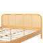 Structure de lit Taryn Mid-Century en bois de pin massif avec tête de lit en rotin et support-133567703