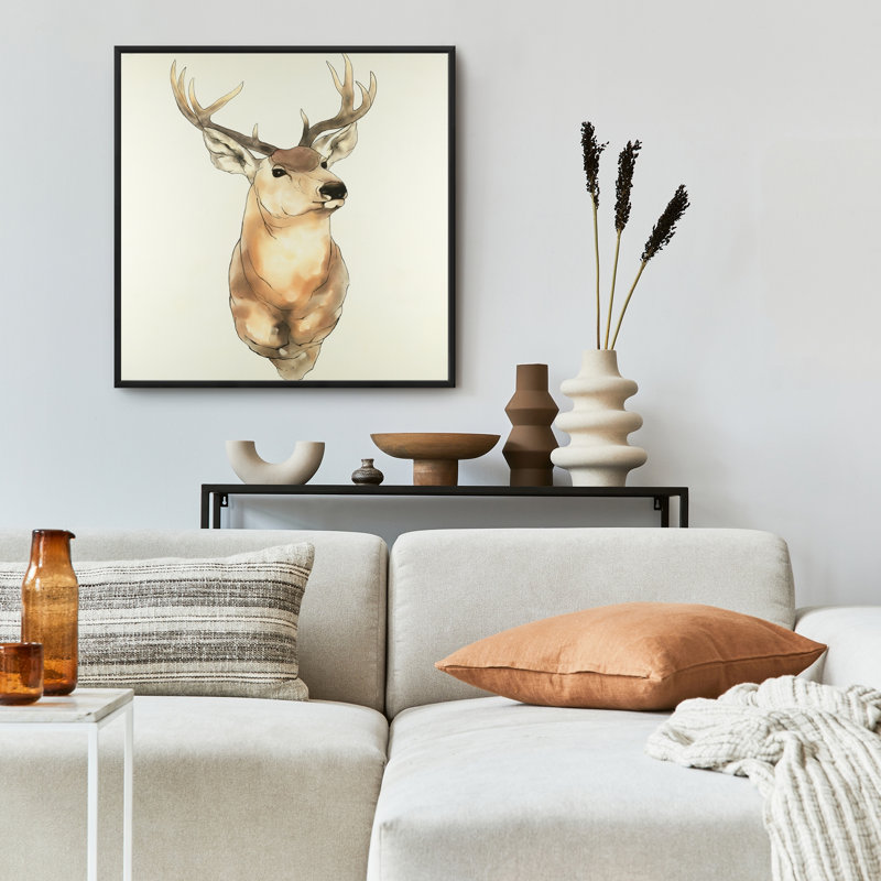Deer Portrait - Scandinavian Framed Canvas for Home Decor