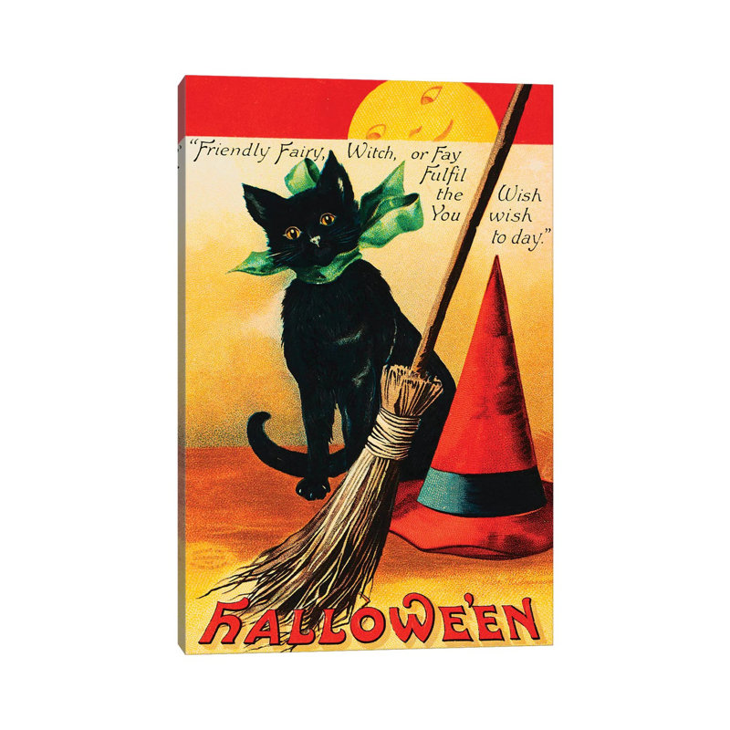 Black Cat - Wrapped Canvas Painting, 20.32 cm H x 30.48 cm W