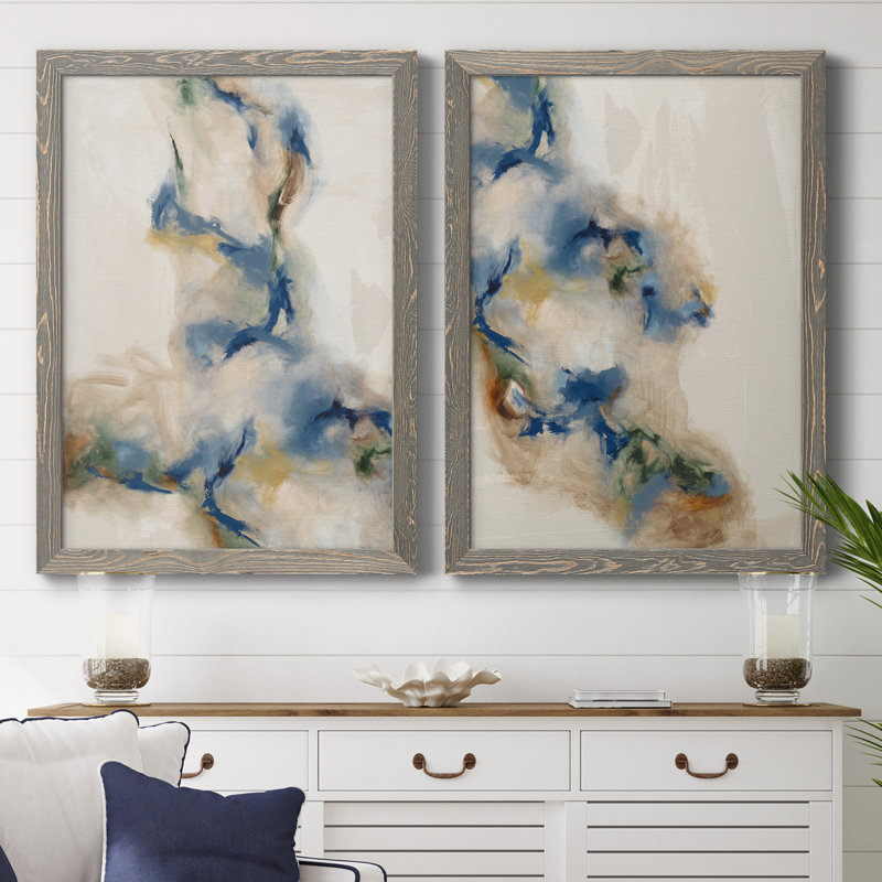 Onward I - ensemble de 2 reproductions d'art encadrées, Toile avec cadre gris, H 24 po x l 36 po x P 1,5 po