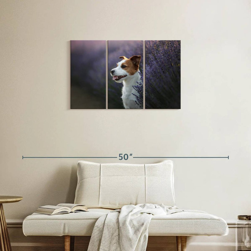 Brampt Lavender Field Dog, 20" H x 33" W