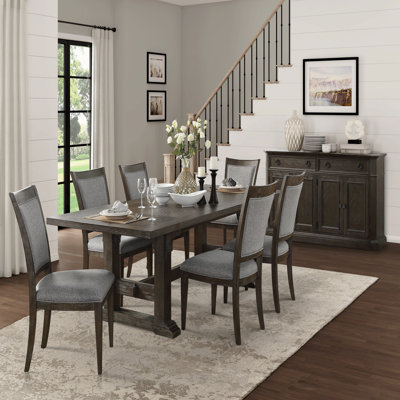 Classic Dining Furniture 5pc Set Extendable Dining Table And 4x Side Chairs Driftwood Brown Finish Durable Wooden