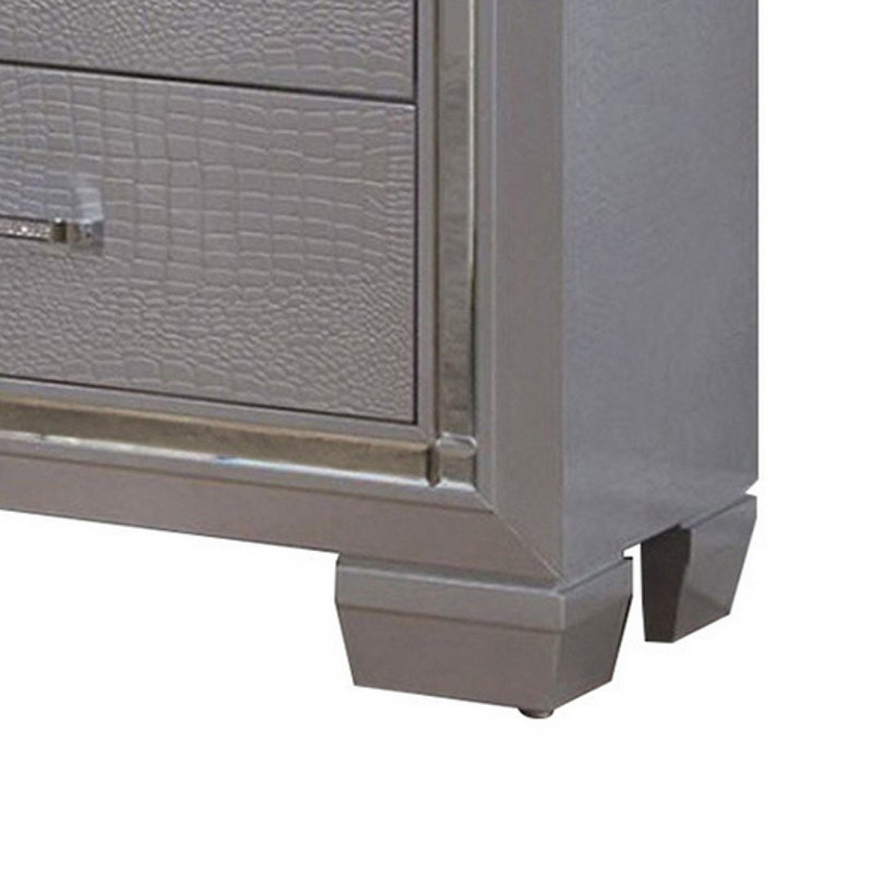 Ensemble de chambre à coucher pour très grand lit 3 pièces, bois gris, 2 tables de chevet