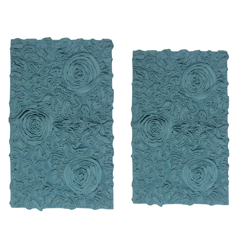 100% Cotton Bath Rug (Set of 2), Blue
