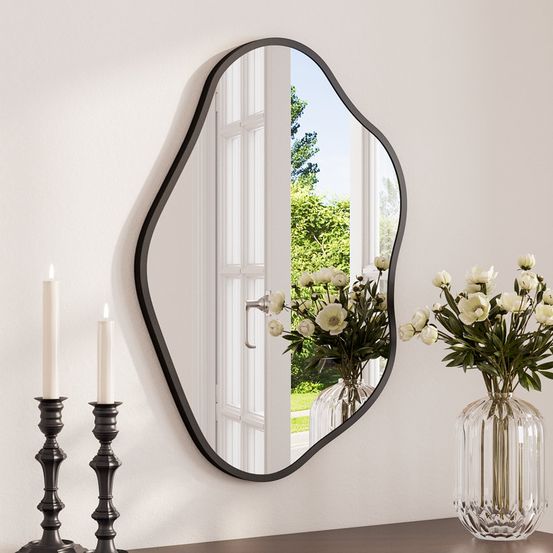 Aluminium Irregular Mirror, 50.8cm x 71.1cm, Black