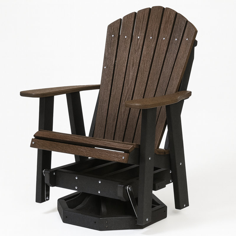 Fauteuil oscillant pivotant noyer et noir Adirondack, Noyer / noir