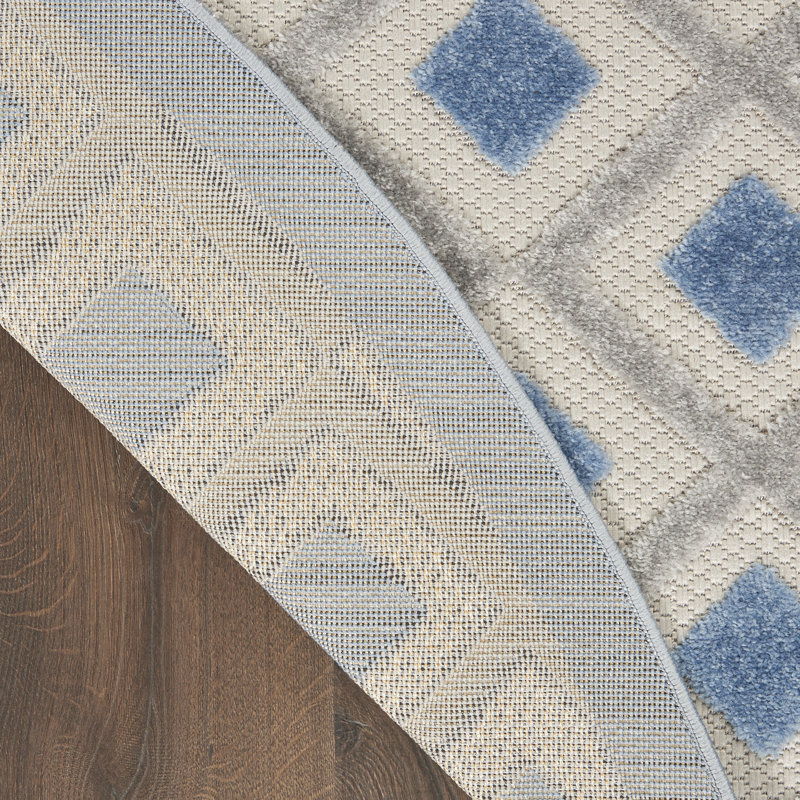 Tapis bleu Newton Houndstooth, Rond 7 pi 10 po