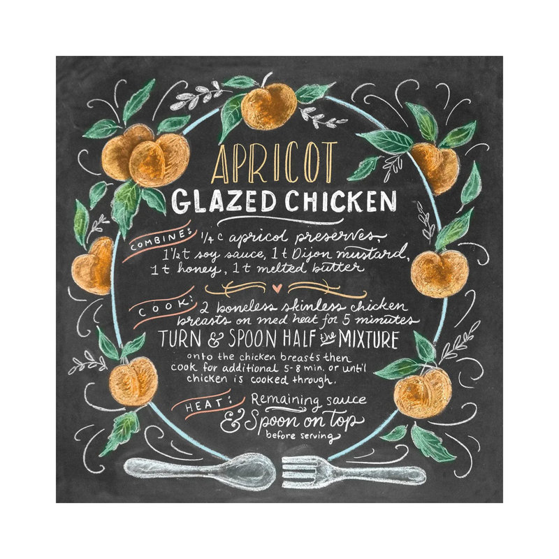 Apricot Glazed Chicken Recipe by Lily & Val - Print on Canvas, Wrapped Canvas, 30.48 cm H x 30.48 cm W