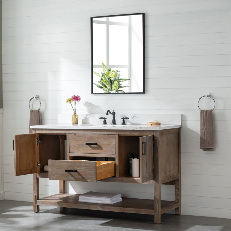 Meuble-lavabo simple 54 po Marissa, Épinette brune