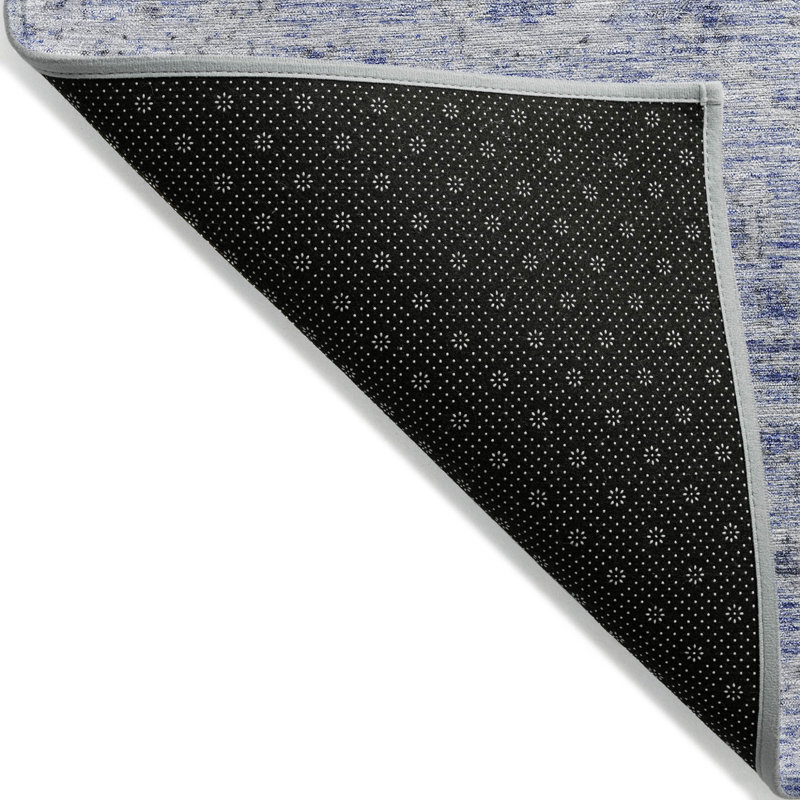 Tapis intérieur lavable damassé bleu et gris 10 pi x 14 pi