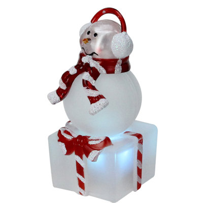 Décoration de Noël en forme de bonhomme de neige avec un plateau de table en forme de bonhomme de neige à DEL 3,75 po