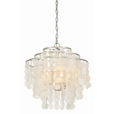 Lustre en cristal à 4 lumières avec accents de coquillage Clariza