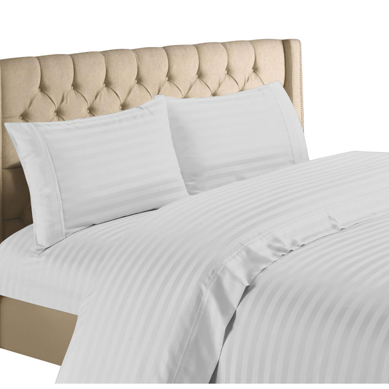 Ensemble de draps en coton de qualité égyptienne 600 fils, Blanc, Simple + une taie d'oreiller standard