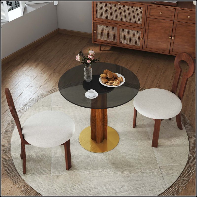 Table de salle à manger 33,5 po, Black, Glass