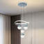 Lustre moderne à quatre têtes en chrome avec plaque lumineuse circulaire en aluminium et trois lumières DEL