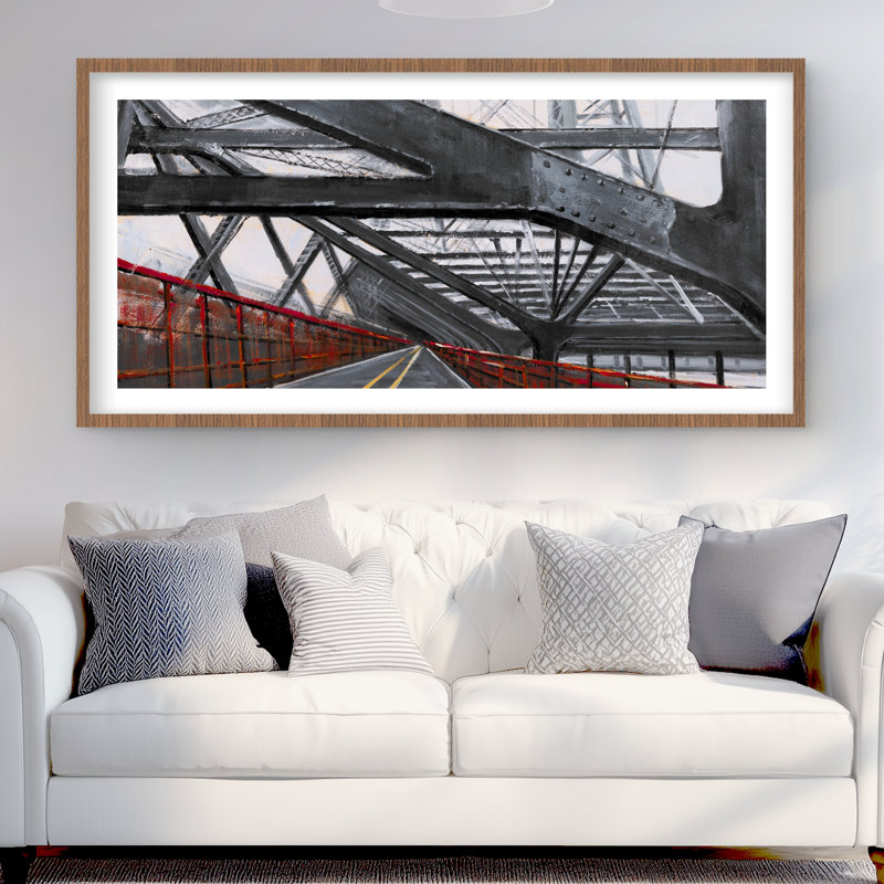 Bridge Architecture - reproduction encadrée matte pour la décoration intérieure, H 24 po x l 48 po, Brun