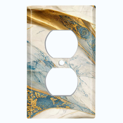 Metal Light Switch Plate Outlet Cover (Blue Marble Swirl Image - Single Toggle)