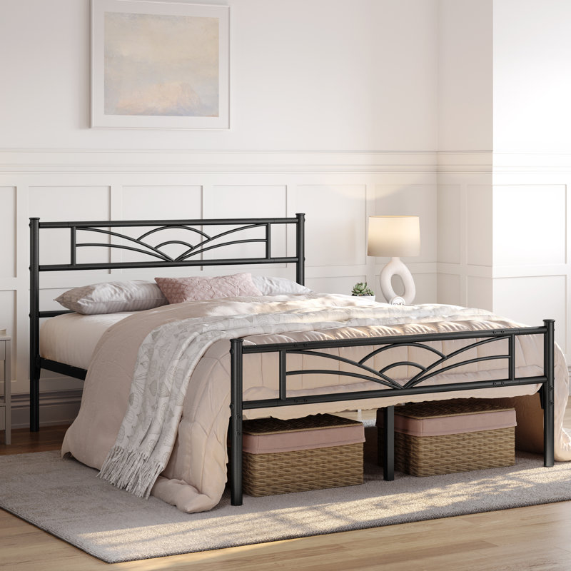 3Ft Single Metal Bed Frame, Double (4'6), Black