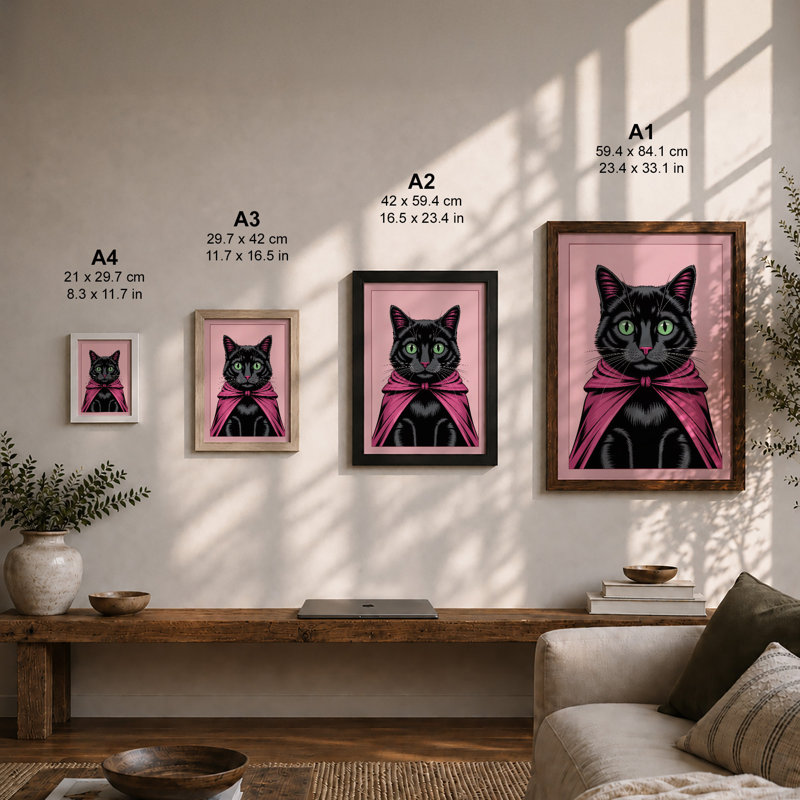Formal Feline Modern - Print, A1 - 84.1 x 59.4 cm, White