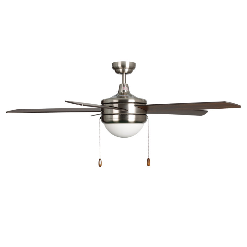 Ventilateur de plafond d'intérieur 5 pales Crowe, Bois brun, Nickel brossé