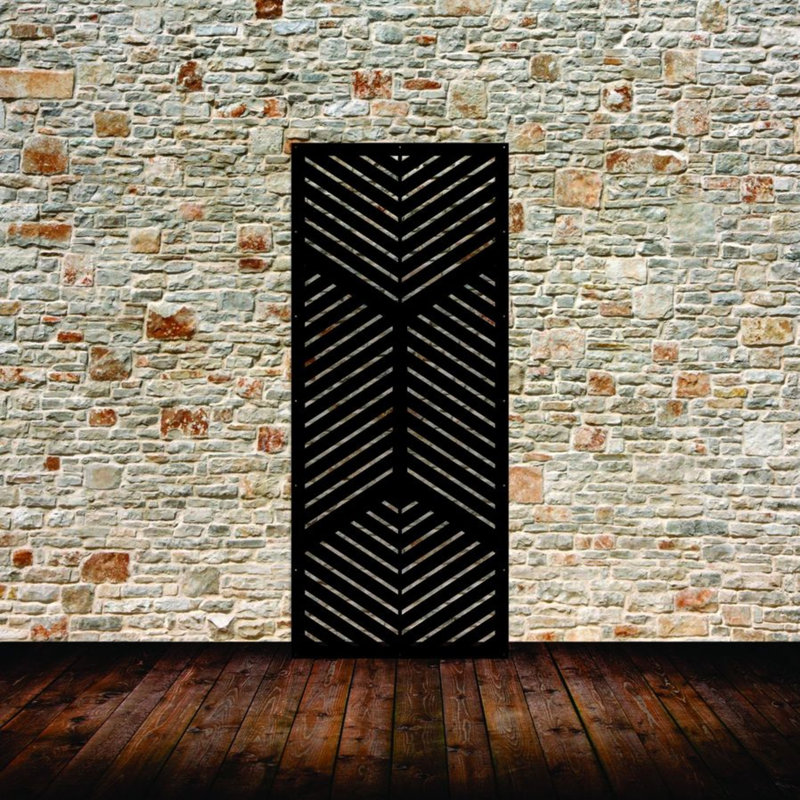 Panneau d'intimité en aluminium découpé au laser Modern, Noir Sandtex, L 24 po x H 36 po
