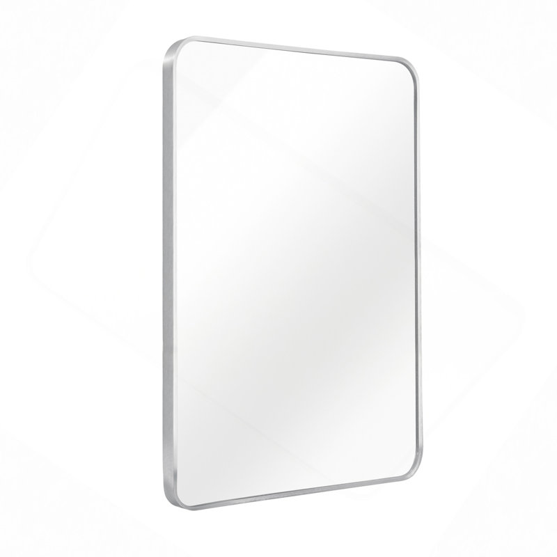 Metal Framed Rectangular Bathrrom Mirror For Wall, Silver, 36" x 24"