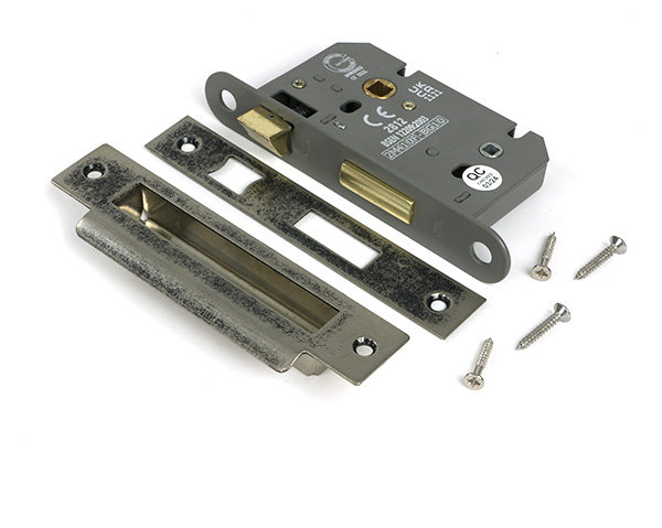 Heavy Duty Bathroom Lock, Pewter Patina