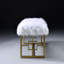 Banc de chambre contemporain blanc et doré avec coussin en fausse fourrure chaud pour le confort