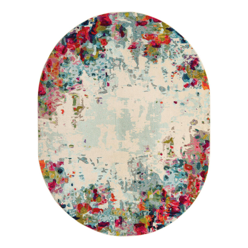 Cariel Washable Abstract Indoor Rug, Oval 7'11" x 10'