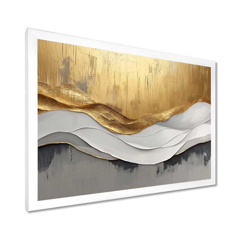 Oplis V - Abstract Large Wall Art, H 30 po x l 40 po, Cadre simple, Blanc