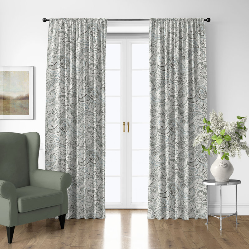 Ensemble de 2 panneaux de rideaux en coton à motif de cachemire à motif de poches, L 50 po x L 36 po