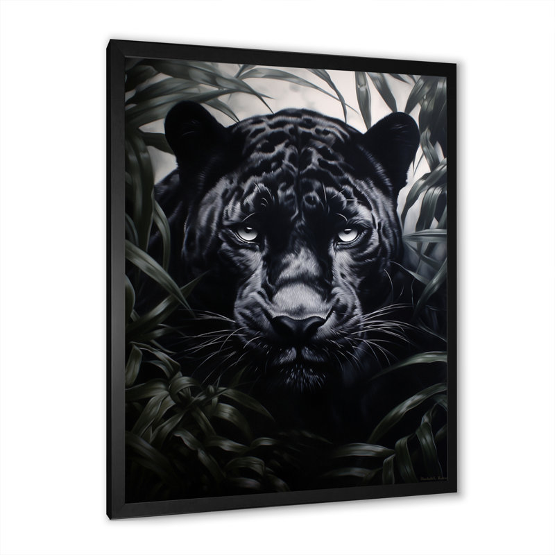 «Black White Panther», motifs contrastants sur toile, H 32 po x l 16 po x P 1 po, Cadre photo noir