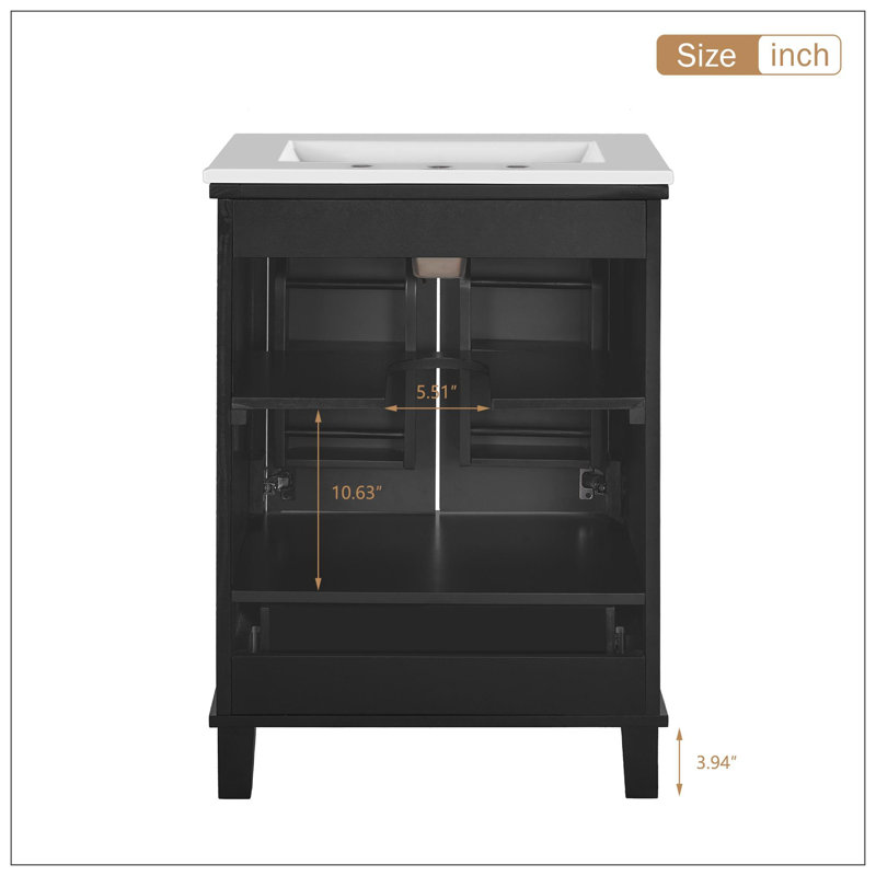 Meuble-lavabo pour salle de bain, Noir, Argent argent