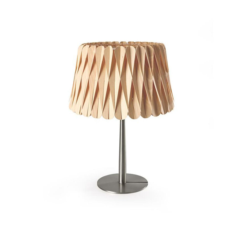 Lola Table Lamp, Natural Beech, Matte Black, 20.9" H x 15.4" W x 15.4" D