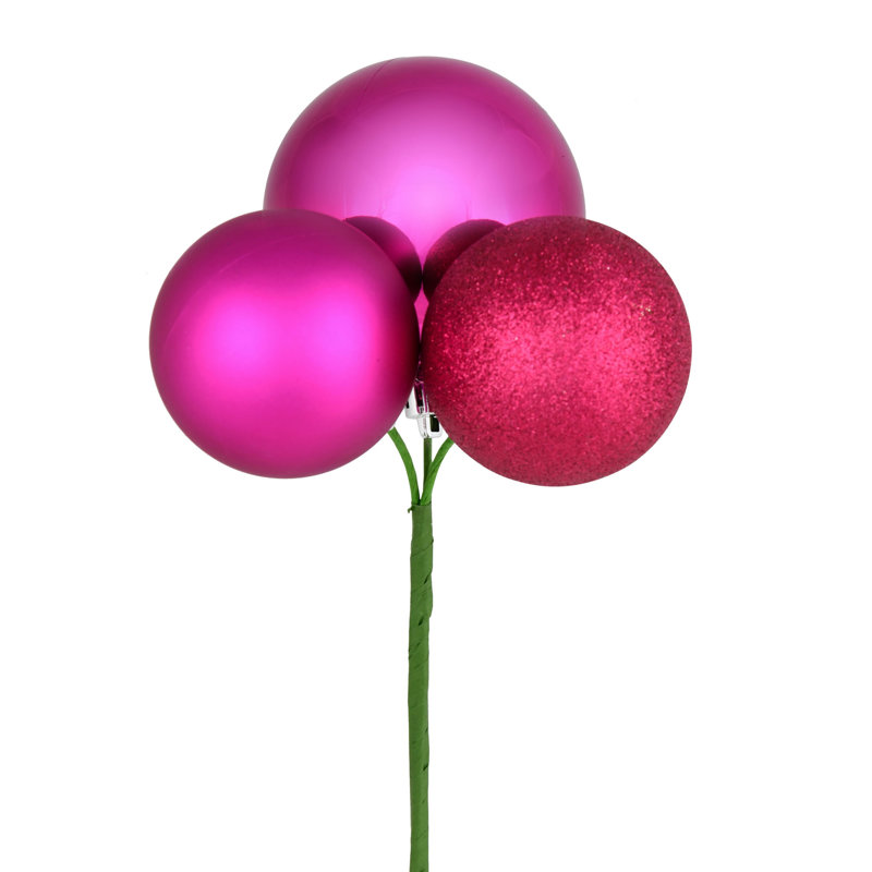 Ornement en forme de boule 18 po Vickerman, 4 par sac, Fuchsia
