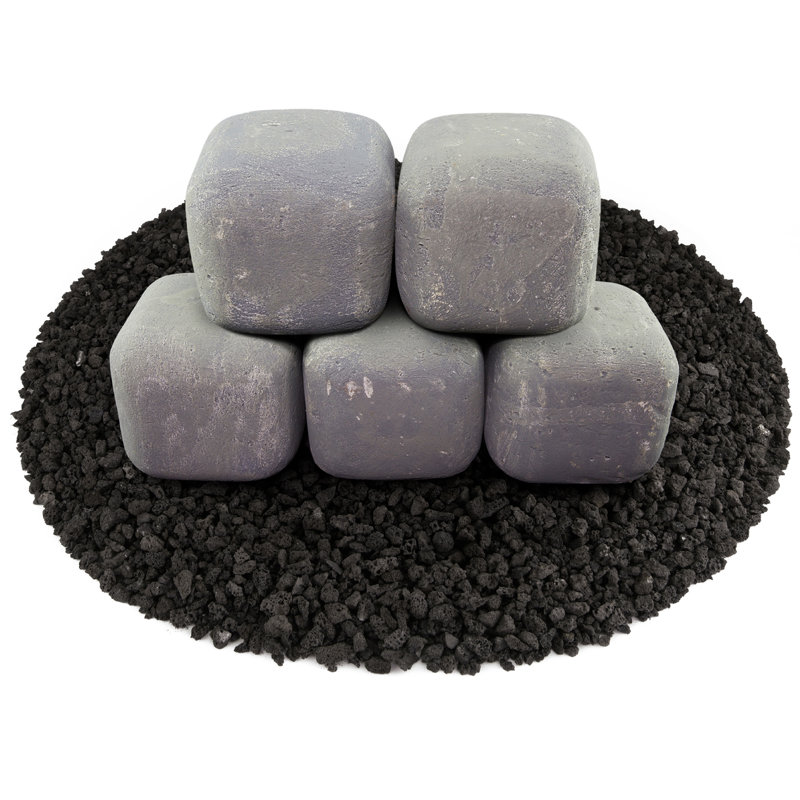 6'' Square Ceramic Fire Pit Accessory, Pewter Gray