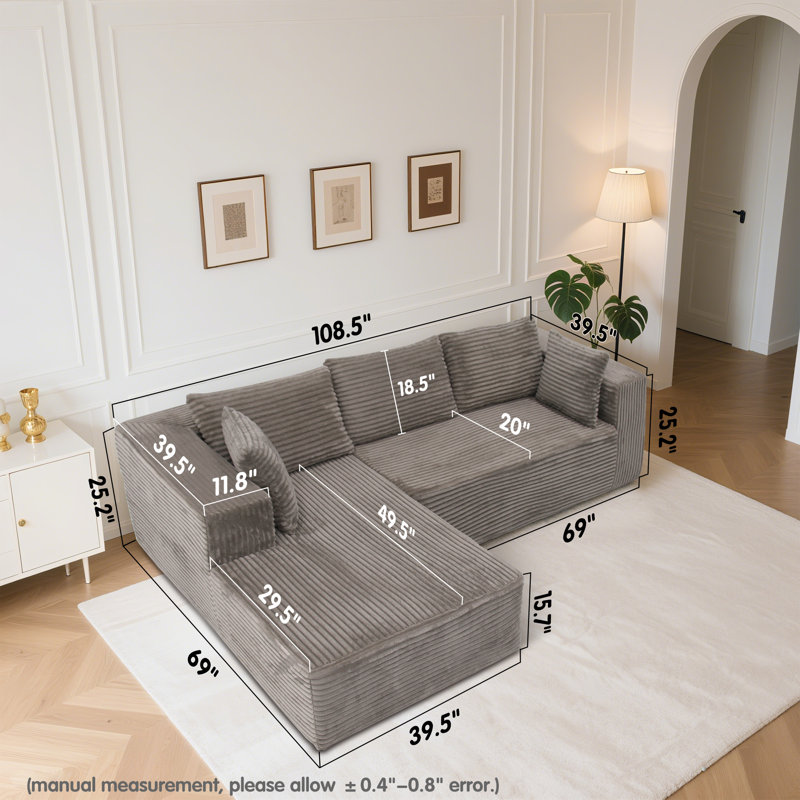 Canapé modulaire en forme de L de Boneless, Gris
