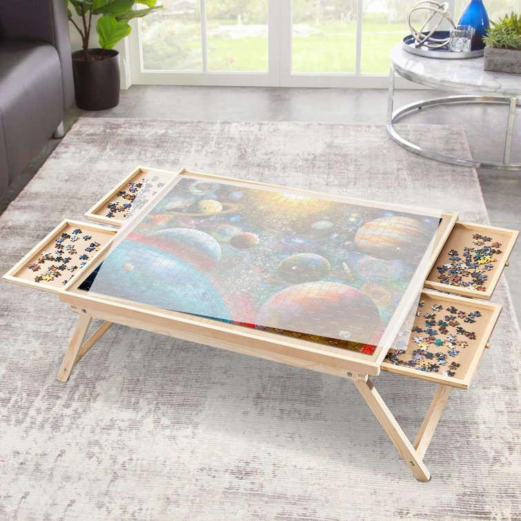 Jigsaw Puzzle Board Table for Adults - 1500 Pieces Bamboo Folding Puzzle  Table with 4 Drawers and Legs, Jigsaw Puzzle Table Accessories for Puzzle