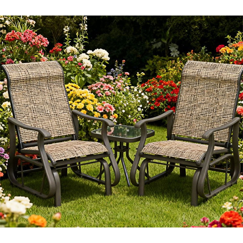 Outdoor Gliders Set Bistro Set, Black/Brown